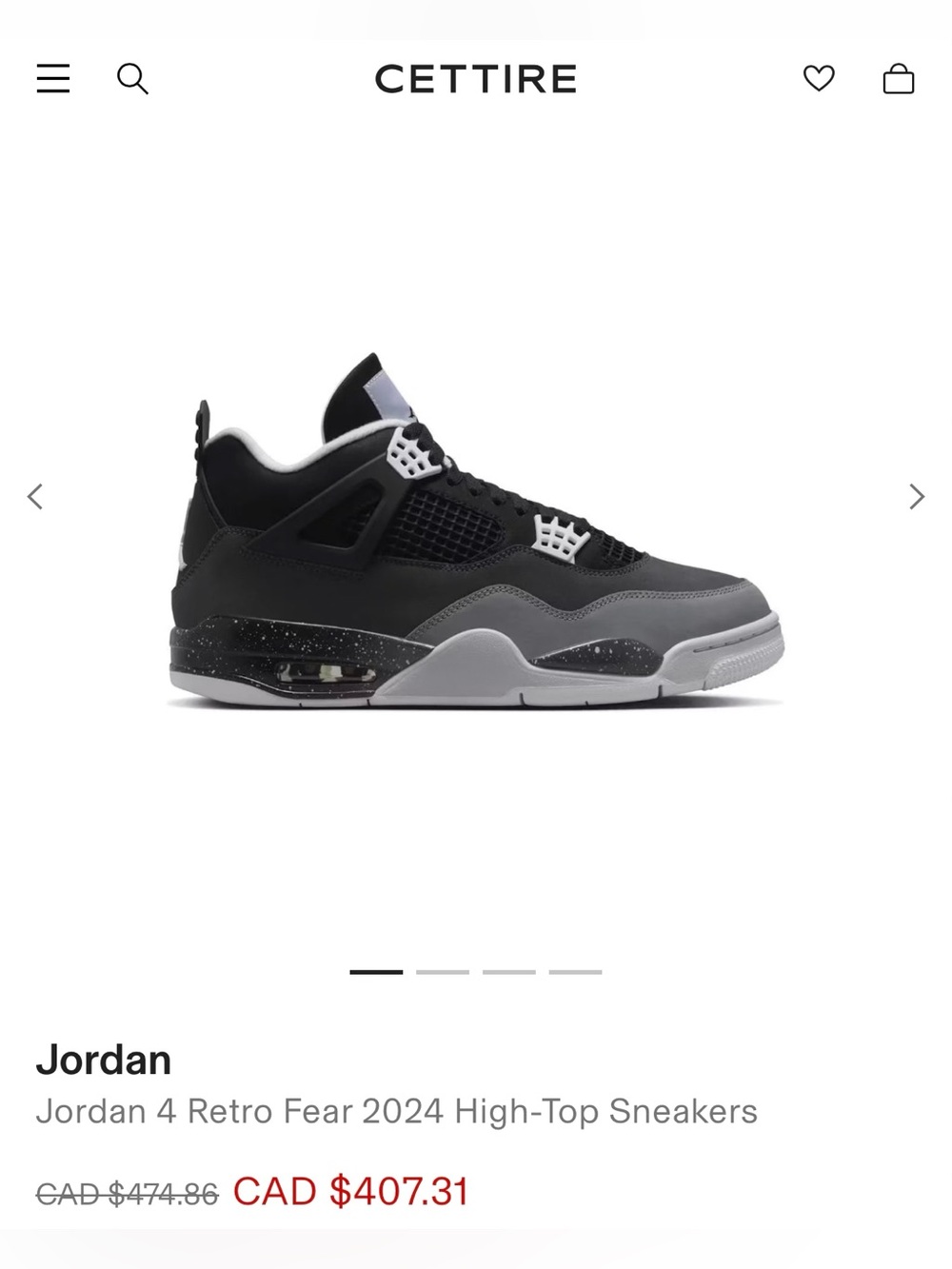 Jordan 4 Retro Fear 2024 Sneakers